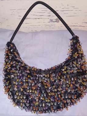 TIANNI Vintage Multicolor Beaded Accent Shoulder Bag